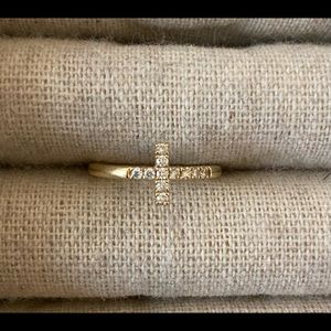 Petite diamond cross ring